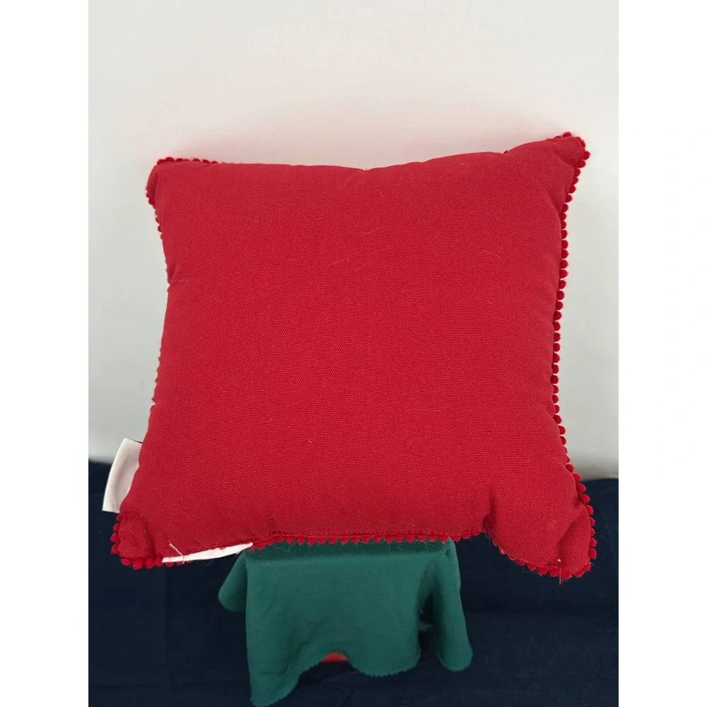 Jingles & Joy Merry Christmas Cardinal Embroidered Throw Pillow Red Pom Pom 11